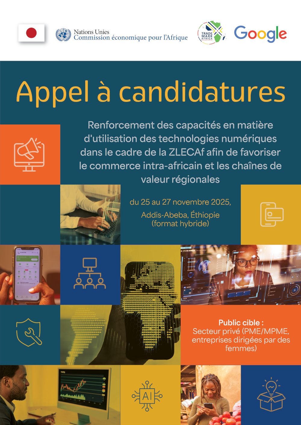 Appel à candidatures - Renforcement des capacités en matière d'utilisation des technologies numériques dans le cadre de la ZLECAf afin de favoriser le commerce intra-africain et les chaînes de valeur régionales
