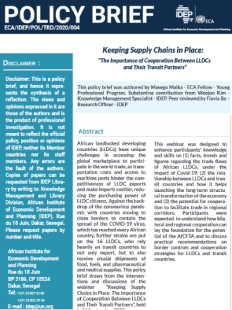 Keeping Supply Chains in Place - The Importance of Cooperation Between LLDCs and Their Transit Partners