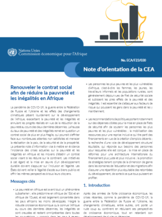 Renouveler le contrat social afin de réduire la pauvreté et les inégalités en Afrique