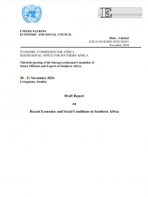 Draft Report on Recent Economic and Social Conditions in Southern Africa