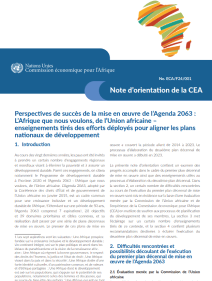 Note d’orientation de la CEA - Perspectives de succès de la mise en œuvre de l’Agenda 2063 