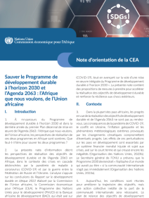 Note d'orientation de la CEA - Sauver le Programme de développement durable à l’horizon 2030 et l’Agenda 2063