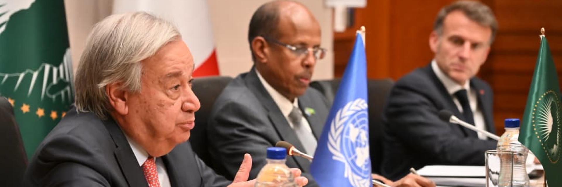 Secretary-General's remarks at the beginning of the meeting with the President of France and the Chairperson of the African Union Commission